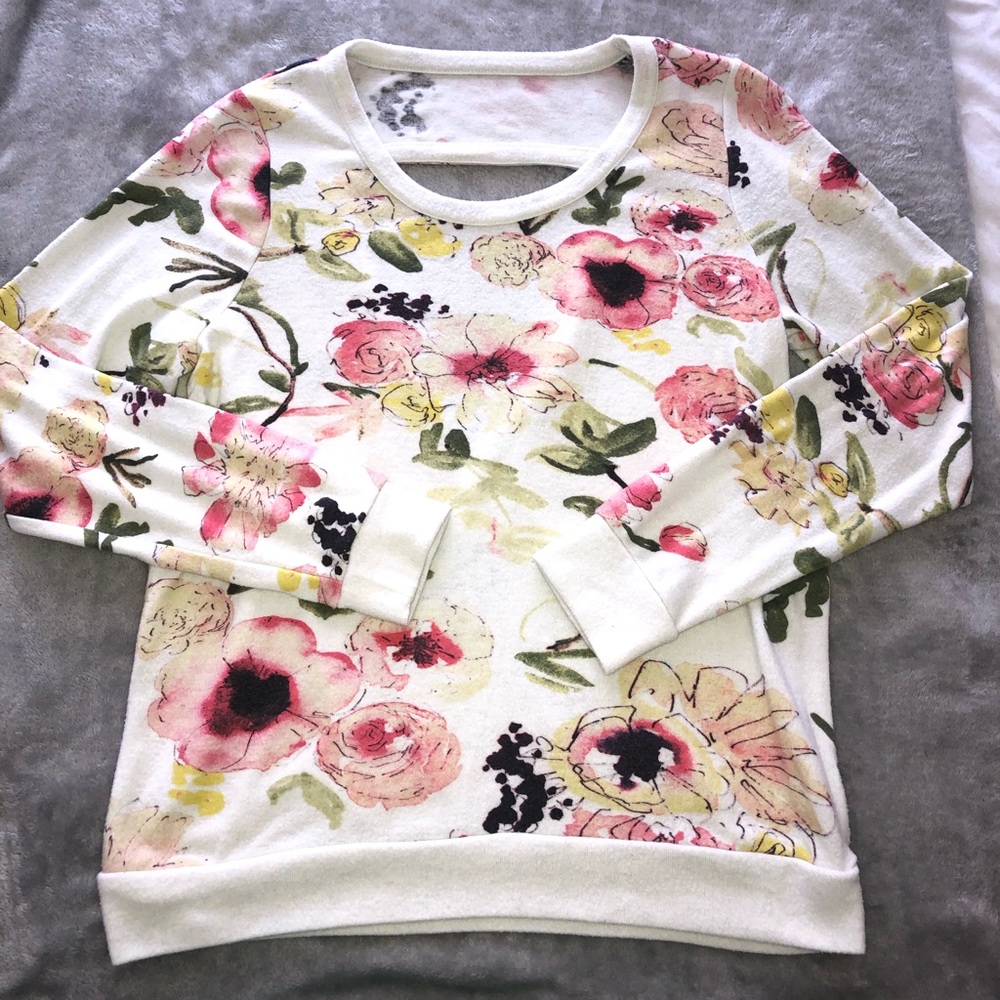Floral open back sweatshirt